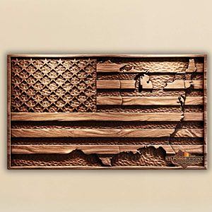 STL файл – Американски флаг с карта на САЩ | 3D релеф за CNC | Flag Map USA | Патриотична дърворезба
