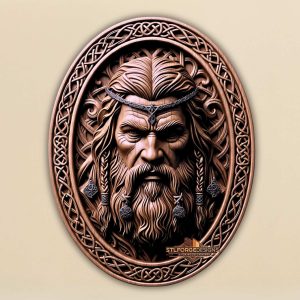 Odin STL file for CNC router — Scandinavian wall medallion with the Allfather and Celtic knotwork