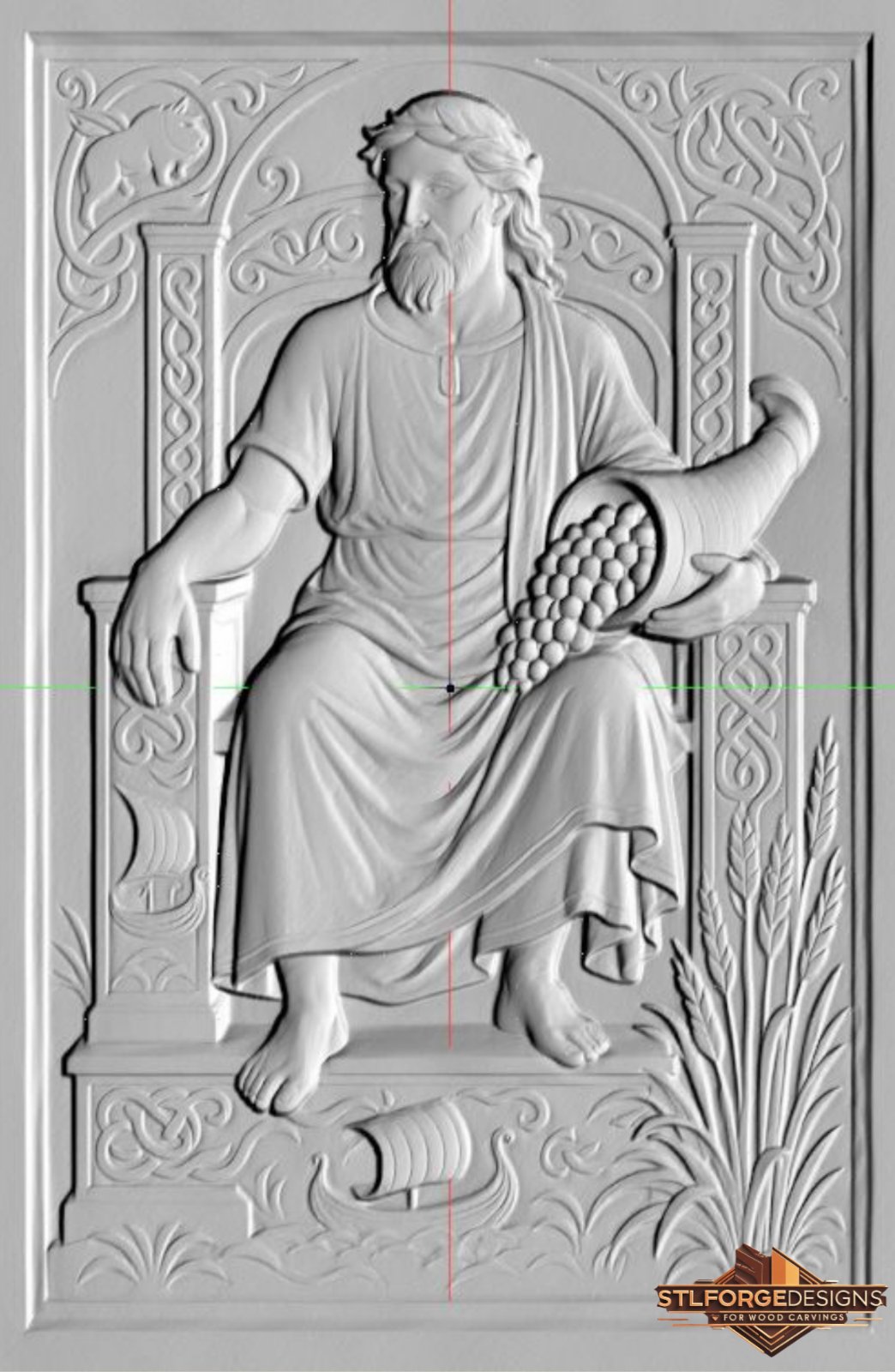 Njord STL file for CNC router — Scandinavian wall panel with god of the sea, ships and Celtic ornaments