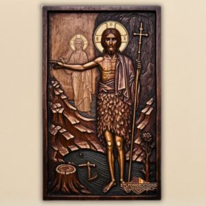 STL file John the Baptist Jordan dark CNC — dark background two-tone effect Virgin Mary vision Jordan river no ornamental frame CNC-ready for Aspire ArtCAM Fusion 360