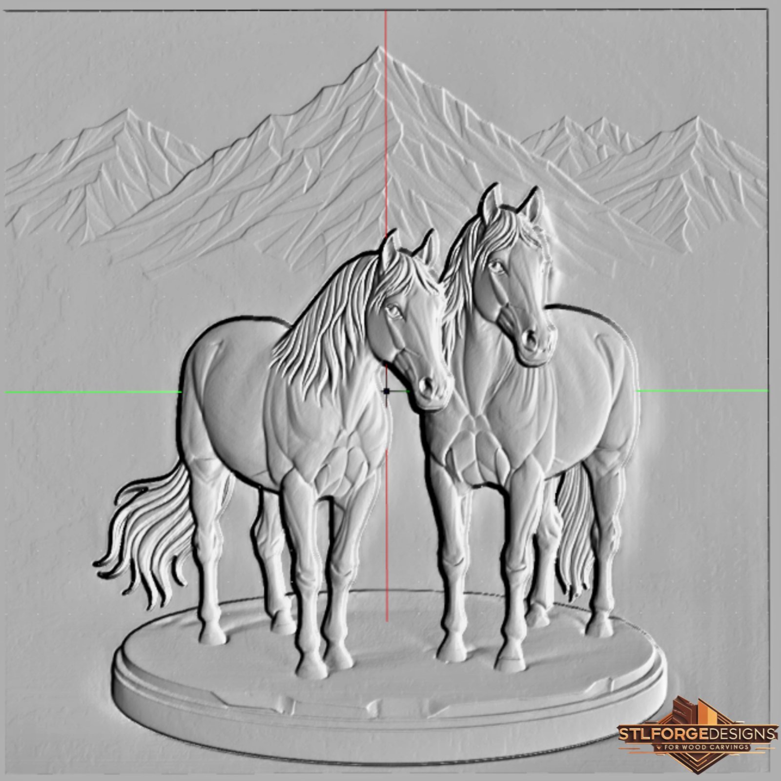 horses mountain meadow STL file CNC router wood carving woodwondersworkshop