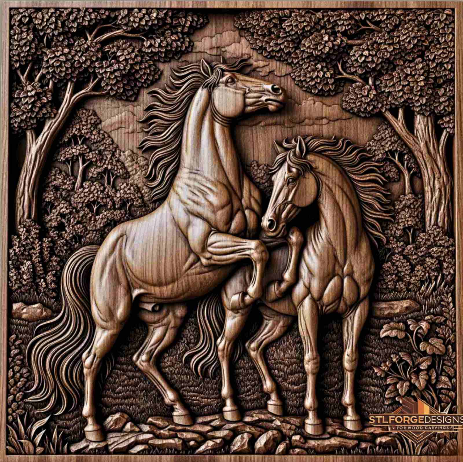 rearing horse STL file CNC router wood carving woodwondersworkshop