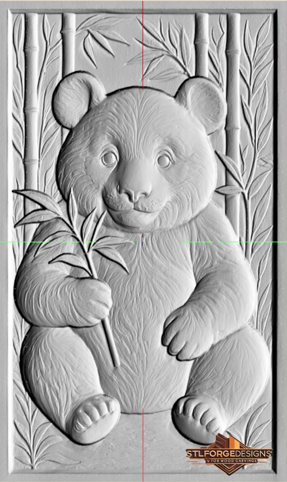 Panda STL File – 3D Relief CNC Wood Carving Model | Panda in Bamboo Forest | Wall Panel - Image 3