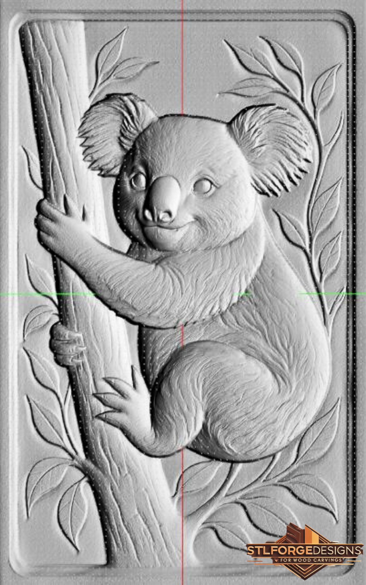 STL файл – Коала на дърво | 3D релеф за CNC | Модел за дърворезба | Коала STL - Image 2