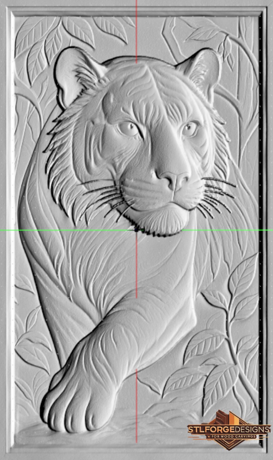 STL файл – Тигър в джунгла | 3D релеф за CNC | Модел за дърворезба | Тигър STL - Image 2